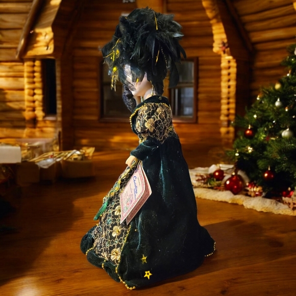 Vtg 05 Christina Verdi Special Edition Collection Porcelain Doll 18" Green Gold - Picture 5 of 14